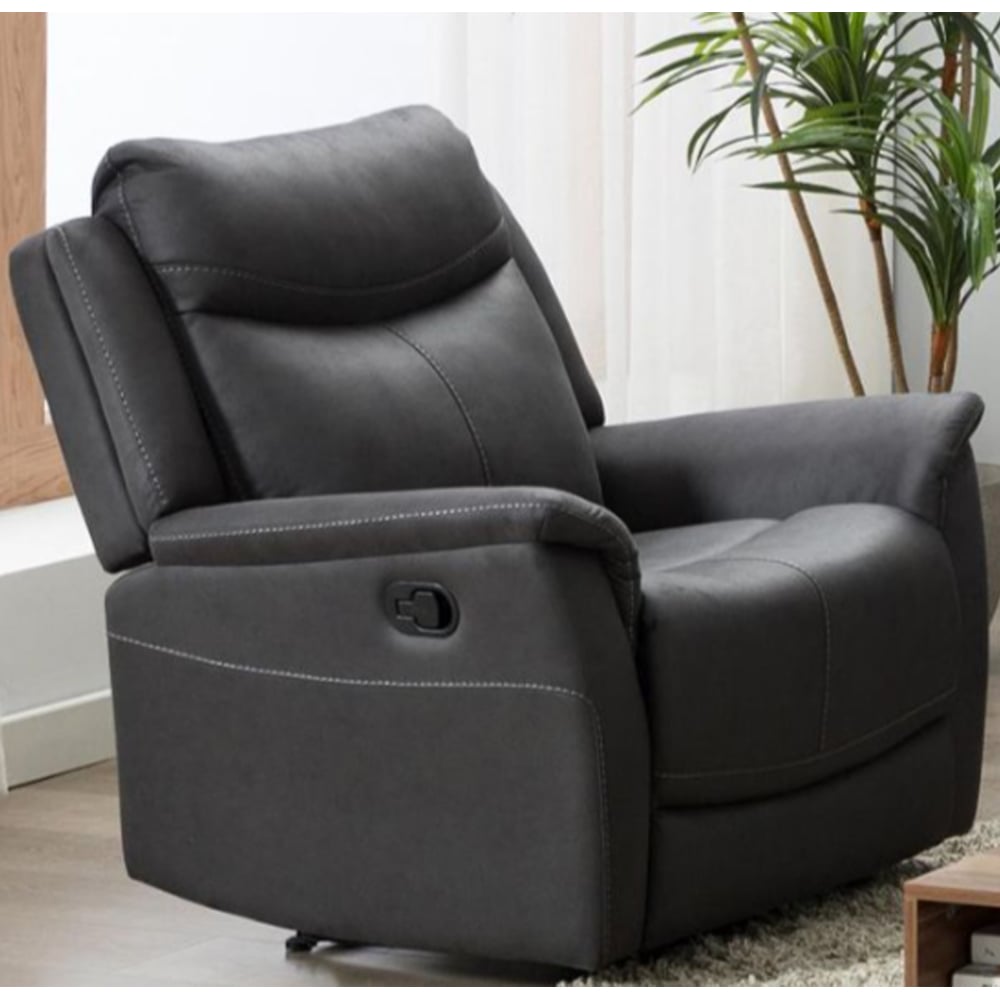 Arizones Fabric Recliner 1 Seater Sofa In Slate