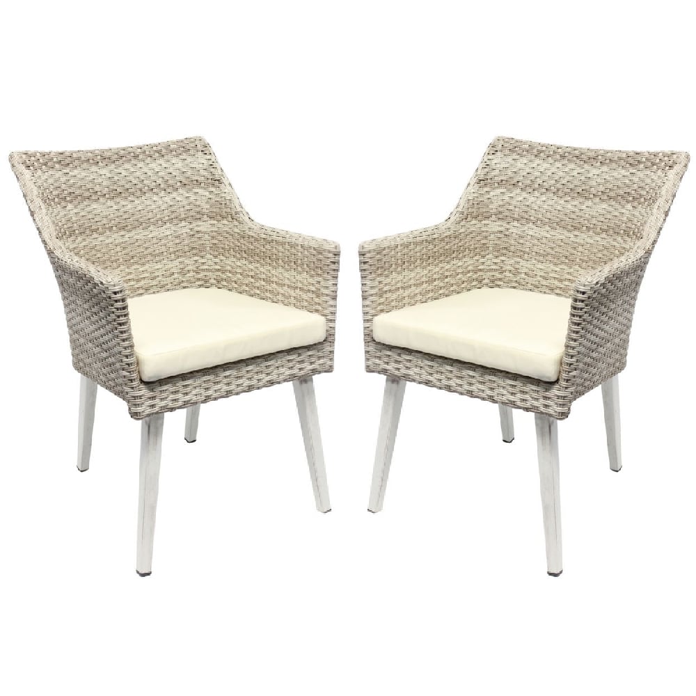Arlo Cream Rattan Dining Chairs In Pair