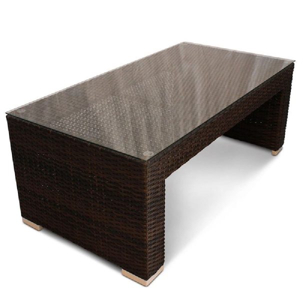 Arlo Glass Top Coffee Table With Rattan Base | Bed Sava
