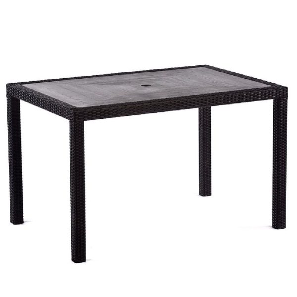 Arlo Grey Polyresin Rectangular Dining Table With Black Weave | Bed Sava