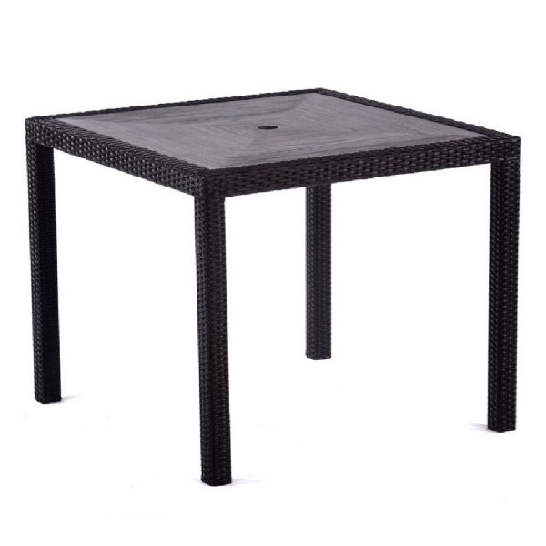 Arlo Grey Polyresin Square Dining Table With Black Brown Weave | Bed Sava
