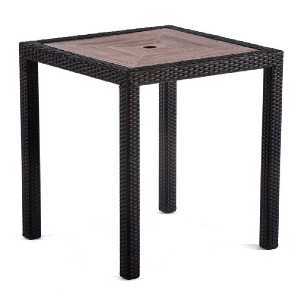 Arlo Teak Polyresin Square Dining Table With Black Weave | Bed Sava