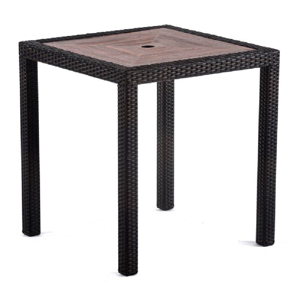 Arlo Teak Polyresin Square Dining Table With Black Weave