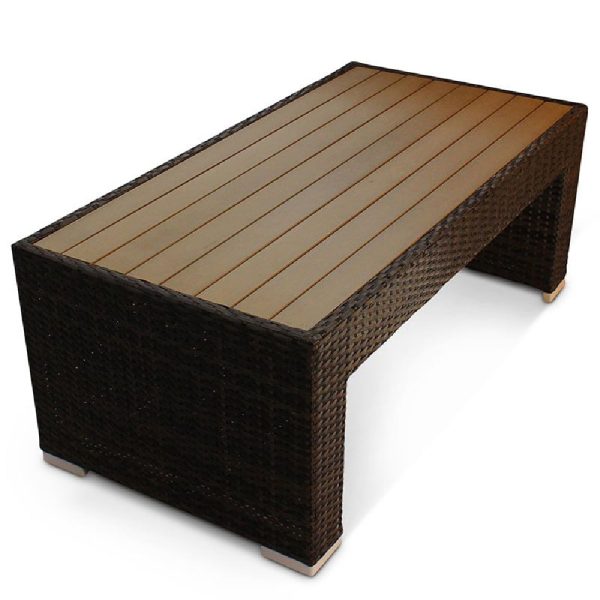 Arlo Wooden Top Coffee Table With Rattan Base | Bed Sava