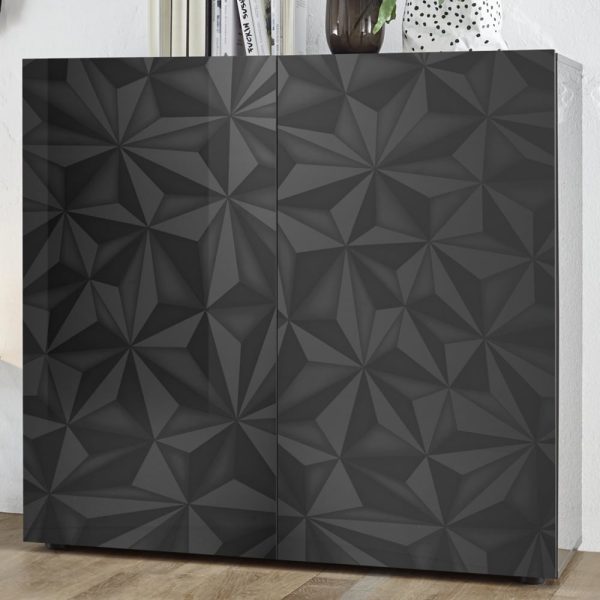 Arlon High Gloss Highboard With 2 Doors In Grey | Bed Sava