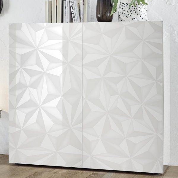Arlon High Gloss Highboard With 2 Doors In White | Bed Sava