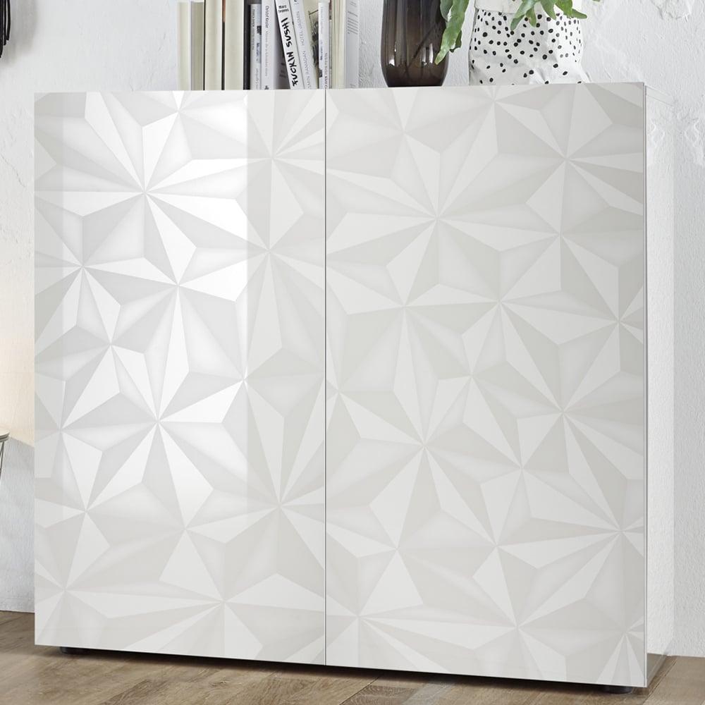 Arlon High Gloss Highboard With 2 Doors In White