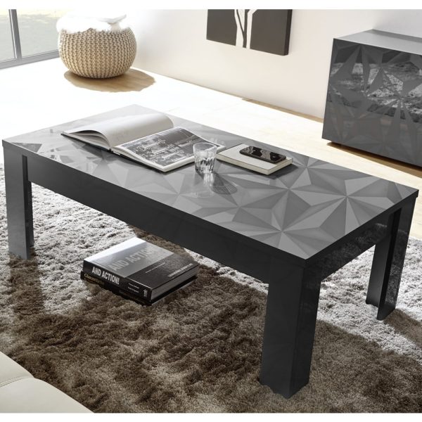Arlon High Gloss Rectangular Coffee Table In Grey | Bed Sava