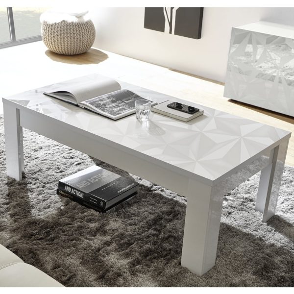 Arlon High Gloss Rectangular Coffee Table In White | Bed Sava