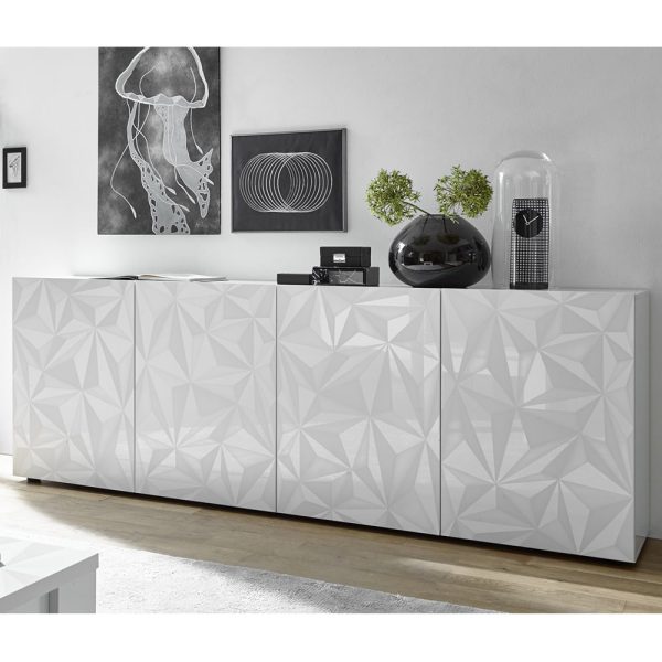 Arlon High Gloss Sideboard With 4 Doors In White | Bed Sava