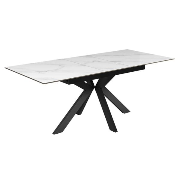 Armada Large Ceramic Extending Dining Table In Gloss White | Bed Sava