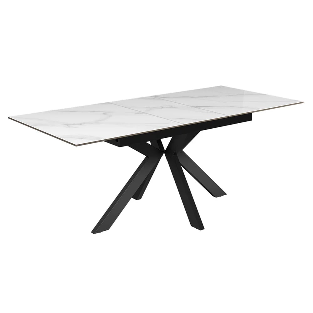 Armada Large Ceramic Extending Dining Table In Gloss White
