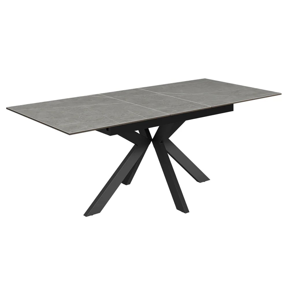 Armada Large Ceramic Extending Dining Table In Matte Grey