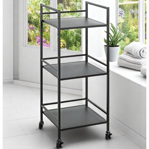 Armada Metal Shelving Unit With Wheels In Black | Bed Sava