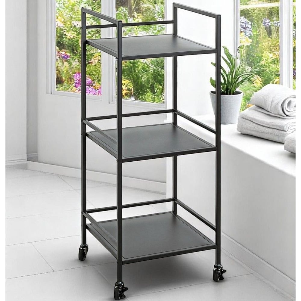 Armada Metal Shelving Unit With Wheels In Black
