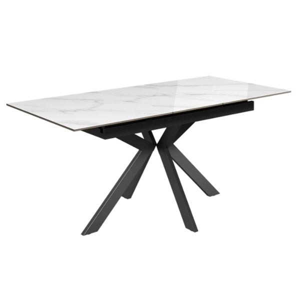 Armada Small Ceramic Extending Dining Table In Gloss White | Bed Sava