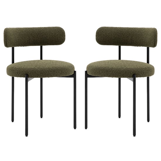 Arras Green Polyester Fabric Dining Chairs In Pair