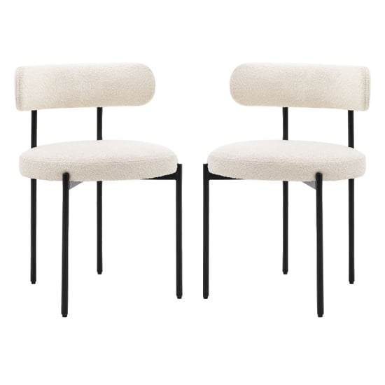 Arras Vanilla Polyester Fabric Dining Chairs In Pair