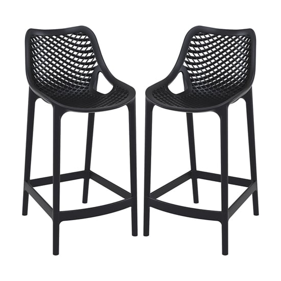 Arrochar Outdoor Black Polypropylene Bar Stools In Pair