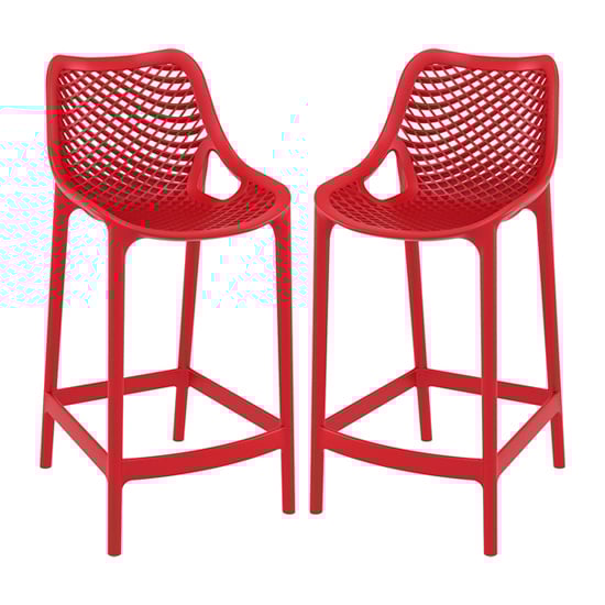 Arrochar Outdoor Red Polypropylene Bar Stools In Pair
