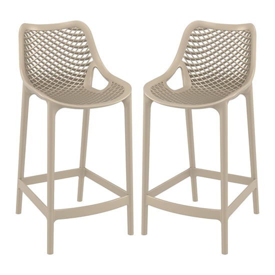 Arrochar Outdoor Taupe Polypropylene Bar Stools In Pair