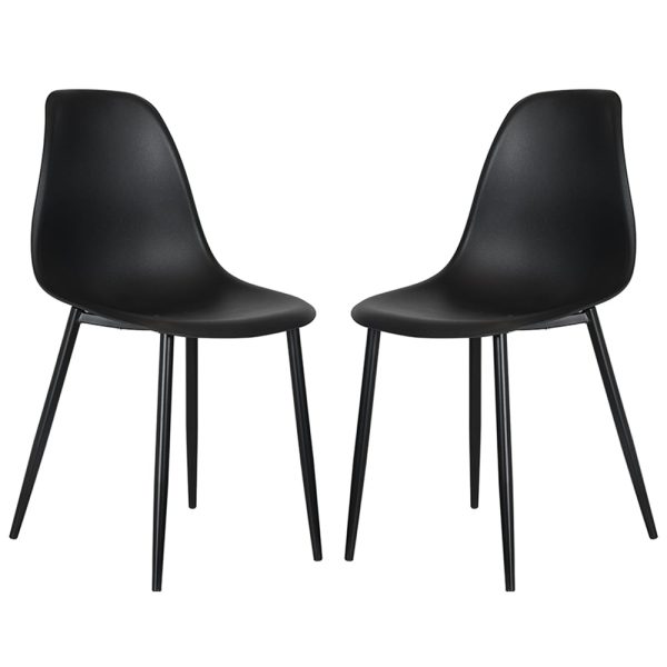 Arta Curve Black Plastic Dining Chairs In Pair | Bed Sava