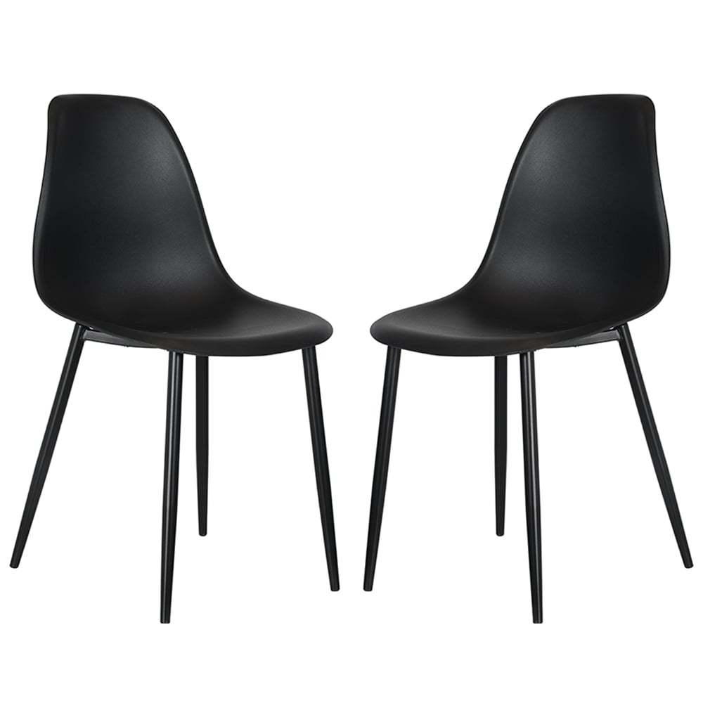Arta Curve Black Plastic Dining Chairs In Pair