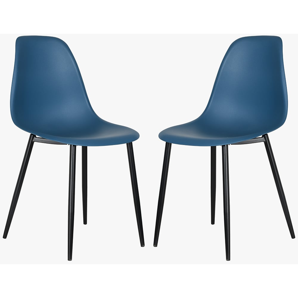 Arta Curve Blue Plastic Dining Chairs In Pair