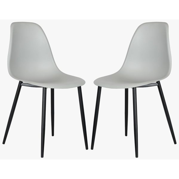 Arta Curve Light Grey Plastic Dining Chairs In Pair | Bed Sava