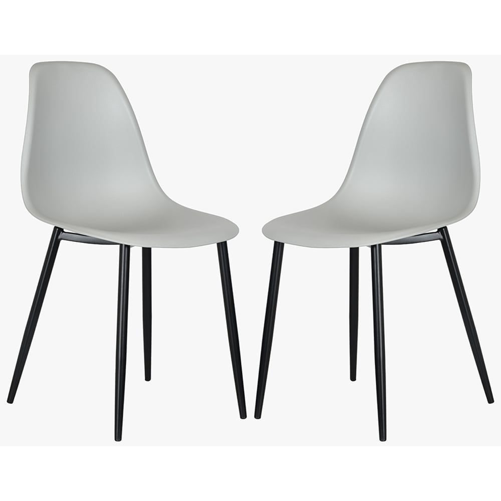 Arta Curve Light Grey Plastic Dining Chairs In Pair