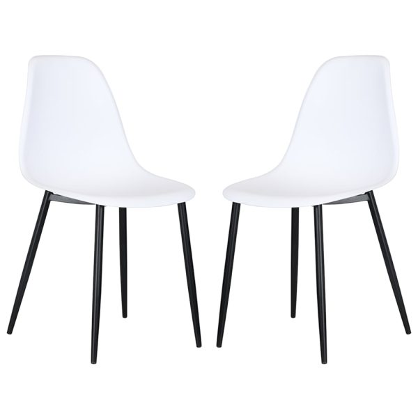 Arta Curve White Plastic Dining Chairs In Pair | Bed Sava