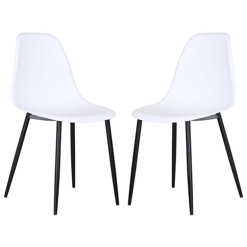 Arta Curve White Plastic Dining Chairs In Pair