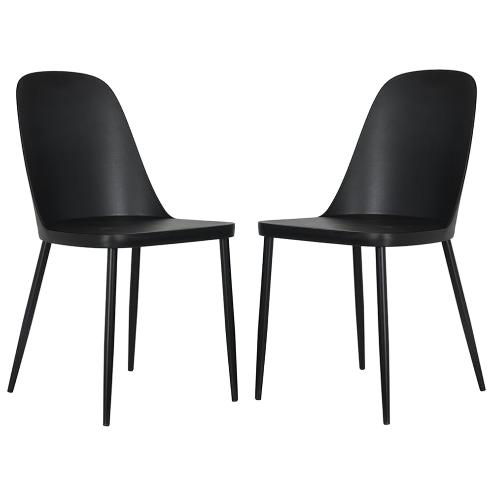 Arta Duo Black Plastic Dining Chairs In Pair