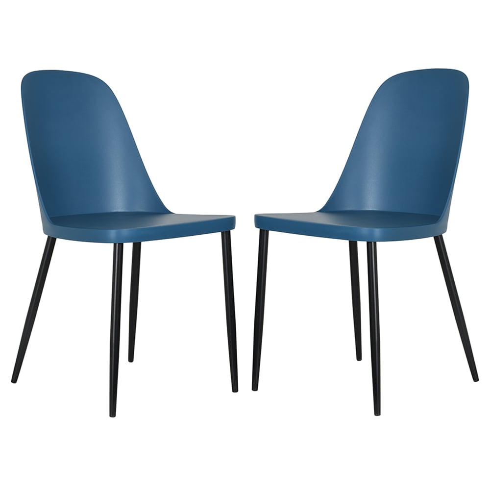 Arta Duo Blue Plastic Dining Chairs In Pair