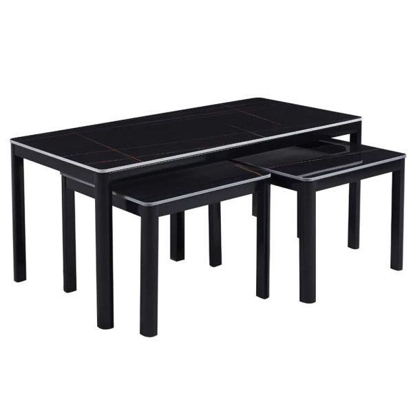 Arta Sintered Stone Nesting Coffee Tables In Black | Bed Sava