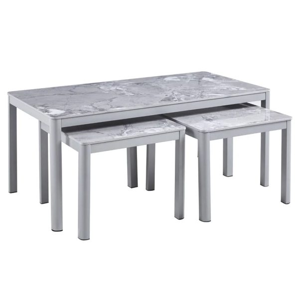 Arta Sintered Stone Nesting Coffee Tables In Grey | Bed Sava