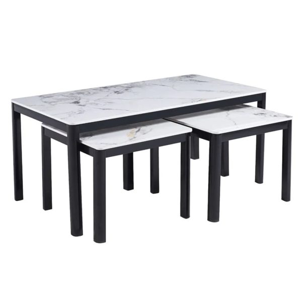 Arta Sintered Stone Nesting Coffee Tables In White | Bed Sava