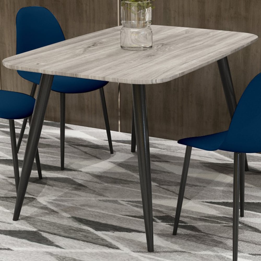 Arta Wooden Rectangular Dining Table With Black Legs In Grey Oak