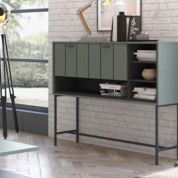 Arthur Wooden Bar Table With 1 Flip Door In Green Grey | Bed Sava