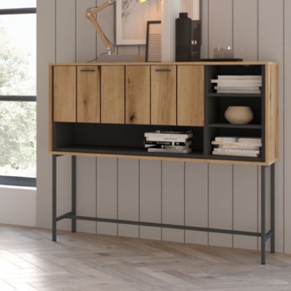 Arthur Wooden Bar Table With 1 Flip Door In Grey Oak | Bed Sava