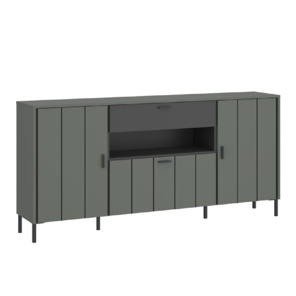 Arthur Wooden Sideboard With 2 Doors 1 Drawer In Green Grey | Bed Sava