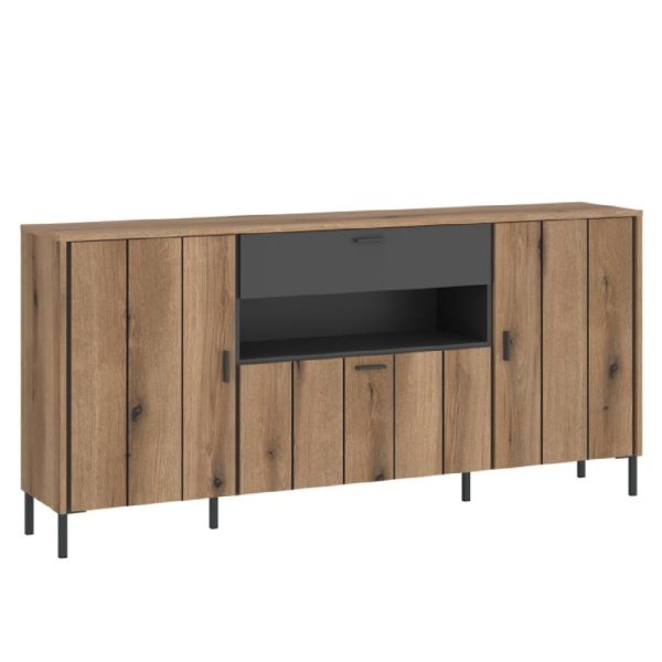 Arthur Wooden Sideboard With 2 Doors 1 Drawer In Grey Oak | Bed Sava