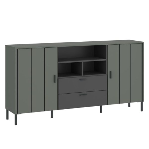 Arthur Wooden Sideboard With 2 Doors 2 Drawers In Green Grey | Bed Sava