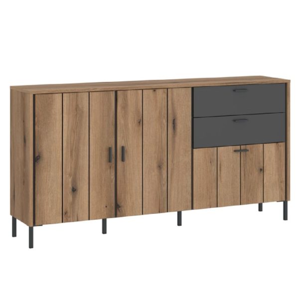 Arthur Wooden Sideboard With 2 Doors 2 Drawers In Grey Oak | Bed Sava
