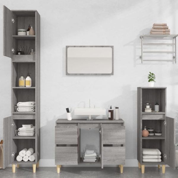 Arvada Wooden 2 Piece Bathroom Furniture Set In Grey Sonoma | Bed Sava