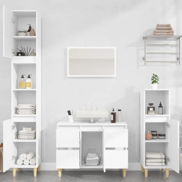 Arvada Wooden 2 Piece Bathroom Furniture Set In White | Bed Sava