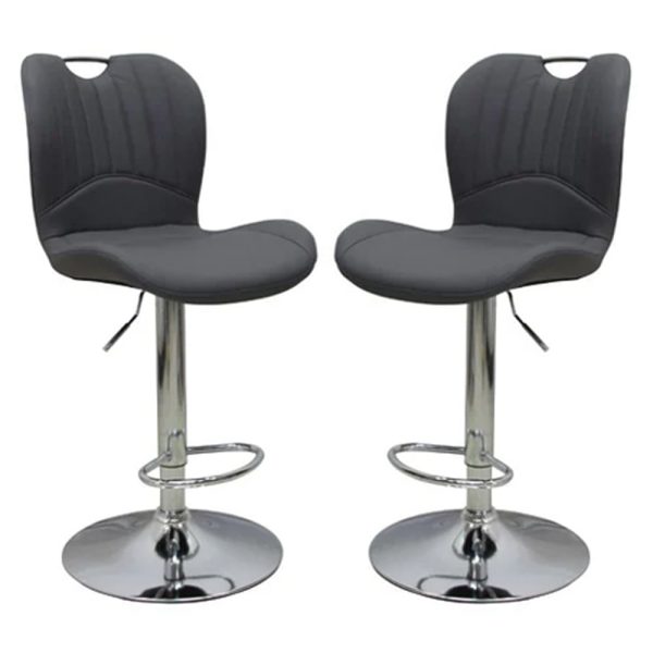 Arcadia Adjustable Grey Faux Leather Bar Stools In Pair | Bed Sava