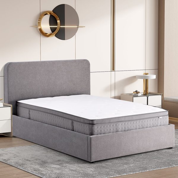 Ascot Fabric Ottoman Storage King Size Bed In Grey | Bed Sava