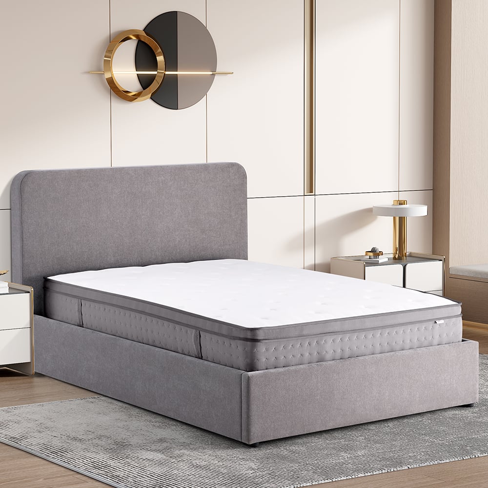 Ascot Fabric Ottoman Storage King Size Bed In Grey