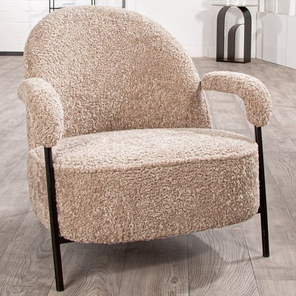 Ashburn Fabric Armchair With Black Frame In Beige | Bed Sava